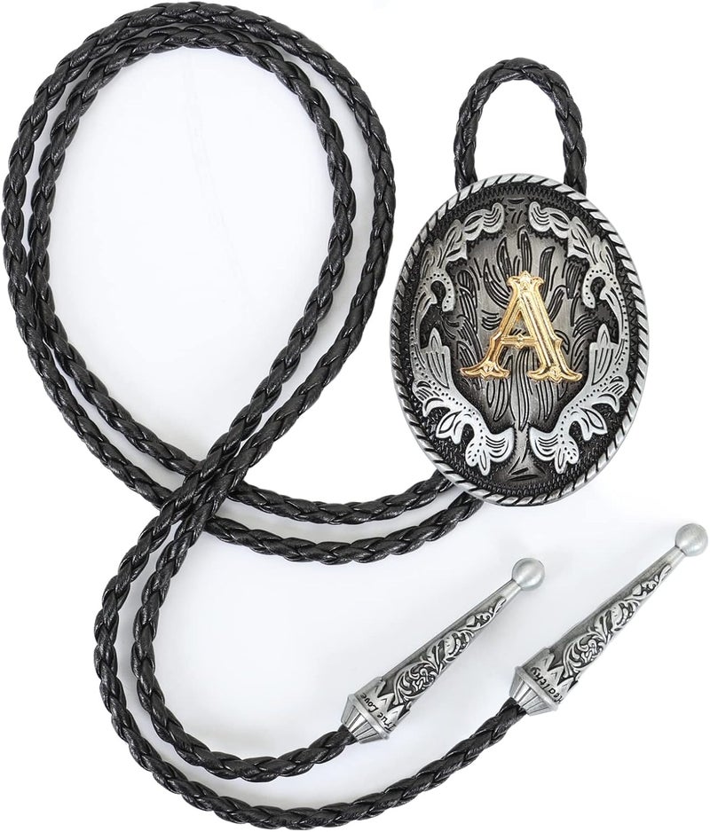 Wentur Bolo Tie for Men - Western Bolo Ties Alphabet Initial Letter ABCDJMR to Z - Western Cowboy Bolo Tie for Women Cowgirl - Image 1